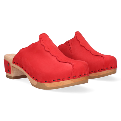Wannabe Wood Dames Clogs Red