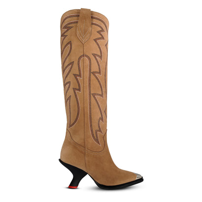 Leaning West Tall Boot Camel