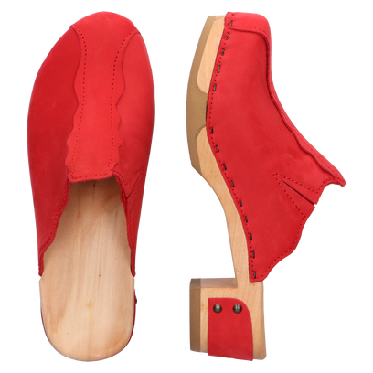 Wannabe Wood Dames Clogs Red